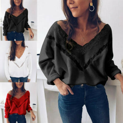 

New Womens Long Sleeve Pullover Sweater Shirt Ladies Loose Blouse Jumper Tops