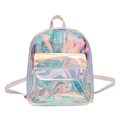 

Transparent Girls Laser Travel Backpacks Women Casual Shoulder School Bags