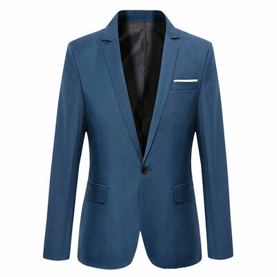 

Stylish Mens Casual Slim Fit Formal Single Button Suit Blazer Coat Jacket Tops