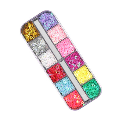 

Toponeto 12 Pcs Colors Nail Art Tips Stickers 3D Glitter Sequins Manicure DIY