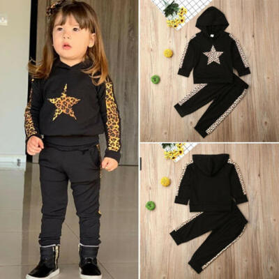 

Casual Toddler Infant Baby Girl Hood Top Sweater Pants Leopard Outfit Clothes