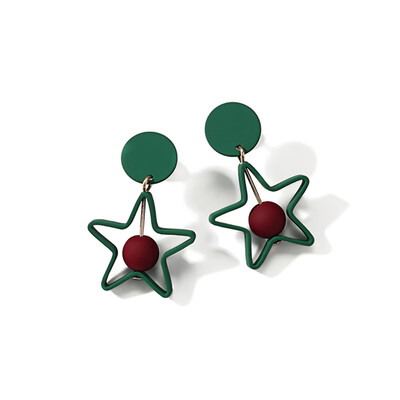 

2019 New Fashion Hollow Square Pentagram Round Earrings Brincos Oorbellen Simple Mixed colors Ball Drop Earrings Women Jewelry