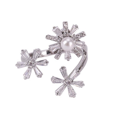 

speed Rotation Snowflake Big Crystal Cubic Zircon Flower Adjustable Wedding Rings for Women Girl