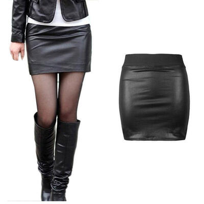 

Fashion Skirts Ladies Womens Leather Skirt High Waist Slim Party Pencil Skirt