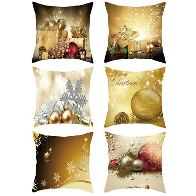 

Siaonvr 6PC Merry Christmas Short Plush Pillowcase Sofa Pad Set Home Decoration 18x18 In