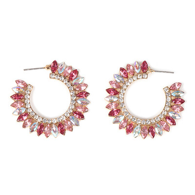 

Ethnic Big Roung Flower Crystal Earrings Boho Wedding Jewelry Accessories Trendy Statement Earrings For Party Girls