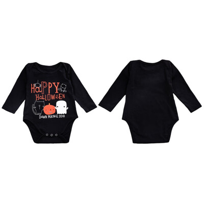 

New Baby Boys Girls Halloween Letter Cartoon Long Sleeve Clothing Rompers Hot Sale Newborn Kids Soft Cotton Fashion Jumpsuits