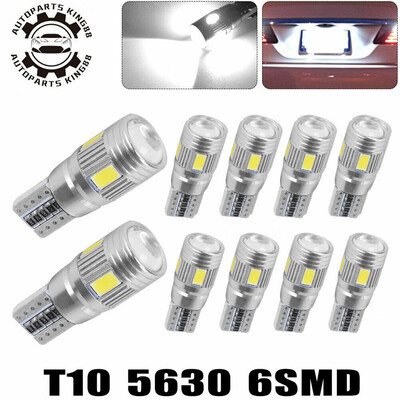 

10x White T10 5630 6SMD LED CANBUS Backup Reserve Side Marker Parking Light Bulb