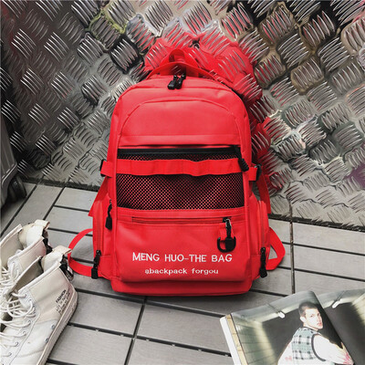 

Double shoulder bag male Korean version of large capacity couple western style embroidery impact color backpack junior high school