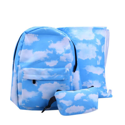 

3pcs Canvas Backpack Printing Drawstring Handbag Travel Beach Bag