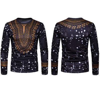 

African Tribal Shirt Men Dashiki Print Succinct Hippie Top Blouse Clothing