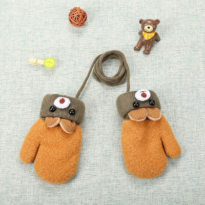 

Winter Warm Toddlers Baby Boy Girl Kids Thick Fur Cartoon Bear Gloves Mittens
