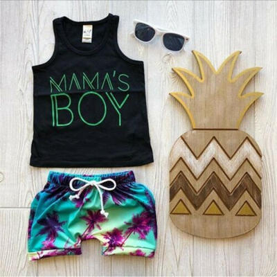 

Summer Toddler Baby Boy Kid "Mamas Boy" T-shirt Short Pants Outfits Clothes Set