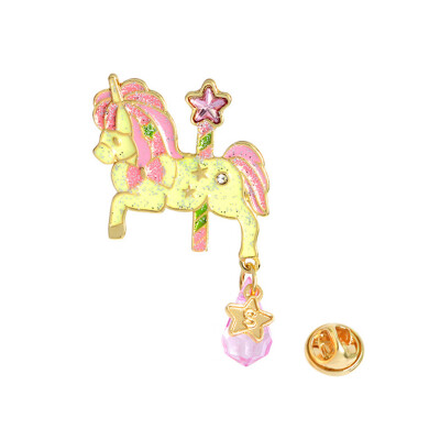 

Fashion Cartoon Animal Horse Pony Unicorn Bow-knot Badge Pins Brooch Jewelry