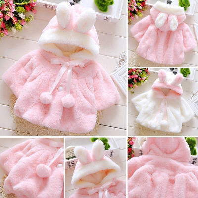 

Lovely Baby Girl Kids Winter Warm Hooded Coat Rabbit Bunny Outerwear Clothes Outfit