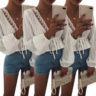 

Fashion Womens Ladies Summer Long Sleeve Shirt Loose Casual Blouse Tops T-Shirt