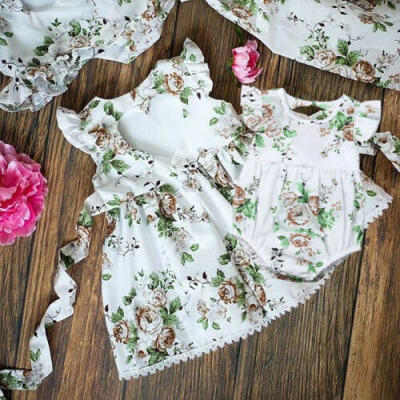 

UK Baby Girls Floral Little Big Sister Romper Sunsuit Dress Matching Outfits