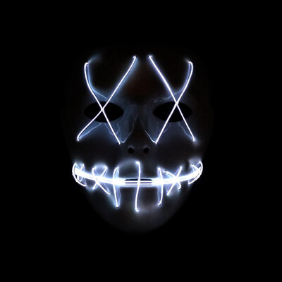 

FUNNYBUNNY Scary Mask Halloween Cosplay Led Costume Mask El Wire Light Up Mask for Festival Parties Mask Halloween Party