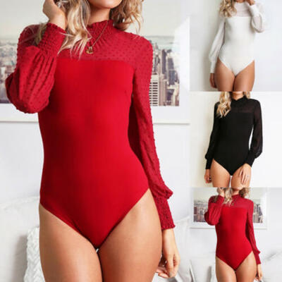 

Hot Women Ladies Lace Bodysuit Leotard Long Sleeve Body Tops T shirt Jumpsuit