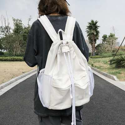 

Female backpack ins wind Hyun-a Kim campus Korean high school students large canvas backpack female backpack Hong Kong trend