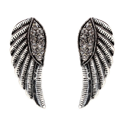 

2018 Hot Angel Wings Vintage Earrings Rose Filled Glowing Austrian Crystal Stud Luxury Women Earrings Jewelry E1408