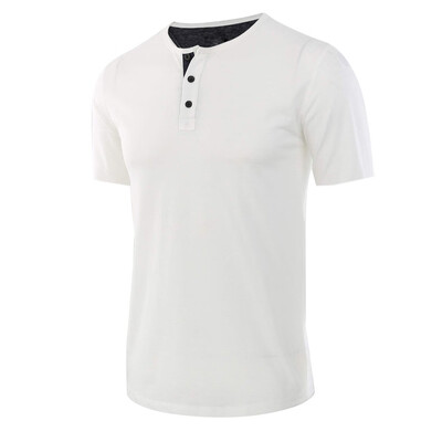 

Toponeto Fashion Mens Baggy Solid Short Sleeve Button O-Neck T Shirts Tops Blouses