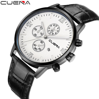

Gobestart Mens Leather Military Alloy Analog Date Quartz Wrist Watch Business Watches