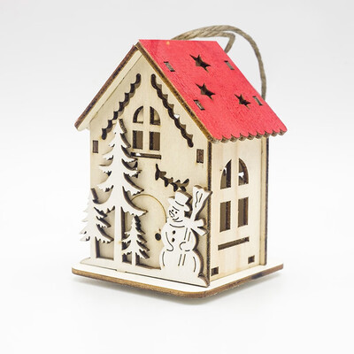 

Siaonvr LED Light Wood House Cute Christmas Tree Hanging Ornaments Holiday Decoration
