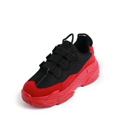 

DIWEINI 2019 2018 Leather Mesh Womens Platform Sneakers Fashion Women Red Black Dad Shoes Woman Casual Chunky Trainers