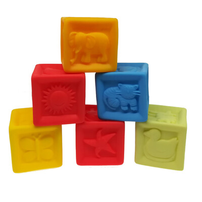 

YIWULA6Pcs Children Soft Rubber Polygonal Shape With Sound Squeeze Blocks Ball Toy