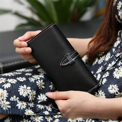 

Women PU Leather Slim Clutch Long Design Credit Card Holder Organizer Wallet