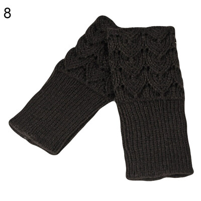 

Fashion Winter Fingerless Gloves Solid Color Women Knitted Hollow Heart Mittens