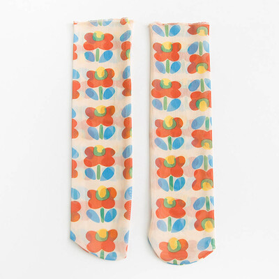 

Women Socks Summer New Arrival Korea Kim Hyun Asmall Flower Socks Cute Wild Net Yarn Pile Thin Breathable Girl