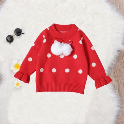 

Christmas Toddler Baby Girls Dots Sweater Children Pullover Kids Outerwear
