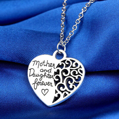 

Mother And Daughter Love Forever Hollow Heart Pendant Necklace Mothers Day Gift