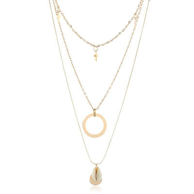 

Seaside Necklace Multi-layered Gold Ladies Necklace Head Pendant Bohemian Fashion Jewelry Wedding Party Summer Girlfriend Gift