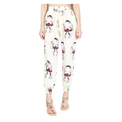 

Women Print Trousers with Loose Wide-leg Pants Harem Pants