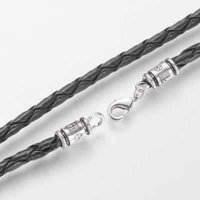 

Imitation Leather Necklace Cords with Iron Lobster Clasps Black 208