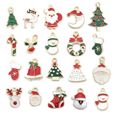 

20Pcs Cute Enamel Alloy Mixed Christmas Charms Pendant Jewelry Diy Craft Making