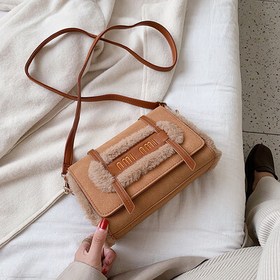 

Tailored Women Fashion Plush Frosted Fabric Coin Purse Shoulder Messenger Casual Bags