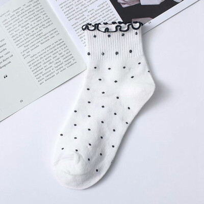 

Women Girl Kawaii Cute Cotton Striped Lace Heart High Socks Hosiery Casual Sock