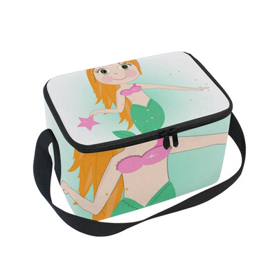 

ALAZA Lunch Box Insulated Lunch Bag Large Cooler Cute Mermaid Girl Tote Bag