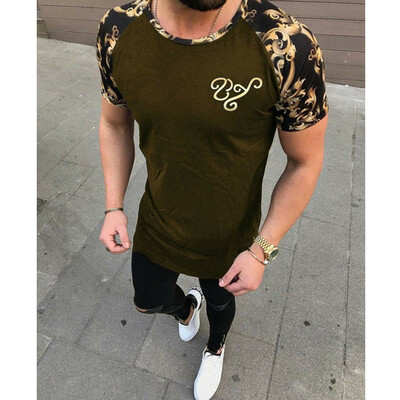 

Mens O-Neck Short Sleeve T-shirt Casual Cotton Tee Slim Fit Printing Tops