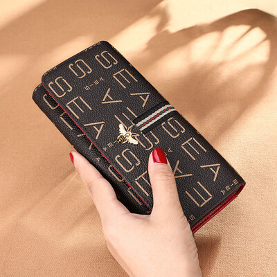 

Love sea fashion buckle womens wallet wild print hand-held wallet casual large-capacity wallet wallet coffee