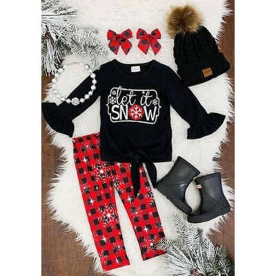 

Toddler Baby Girl T-shirt Top Plaid Legging Pants Xmas Outfits Clothes Tracksuit