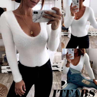 

2018 Women Long Sleeve Shirt Romper Jumpsuit Bodysuit Stretch Leotard Top Blouse