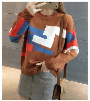 

2018 autumn&winter new Korean version of pullover sweater knitted sweater individual color short style round collar base coat