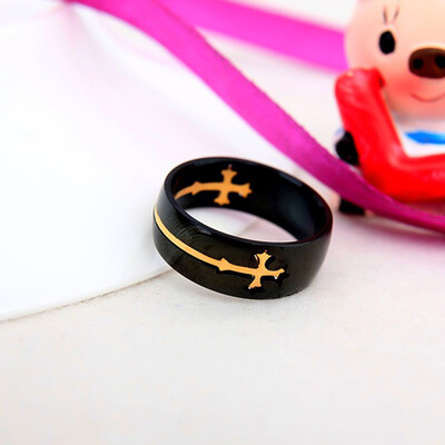 

Cool Men Women Cross Ring Stainless Steel Black Ring Men Casual Wedding Ring Separable Ring