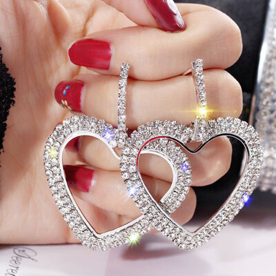 

Faddish 925 Silver Diamond Earrings Women Simple Temperament Love Earrings Full Drill Crystal Earrings Wedding Jewelry Gifts