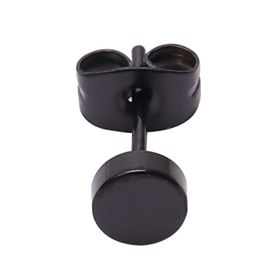 

2Pcs Stainless Steel Mens Womens Black Circle Fake Plugs Stud Earrings